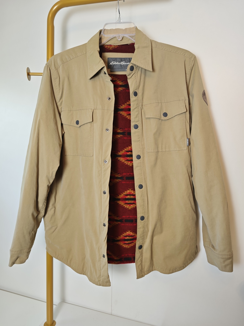 Eddie Bauer Mens Voyager Fleece Blanket Aztec Lined Jacket Tan EM32LW904 M
